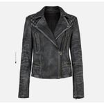 ALLSAINTS Vintage Cargo Leather Biker Jacket‎ Size 0 Gray Photo 6