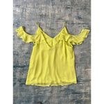 Naked Zebra Neon Yellow Green Cold Shoulder Ruffle Strappy Cami Top Small Photo 1