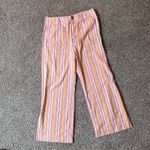 Maeve Striped Linen Wide Leg Cropped Pants Photo 2