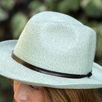 Travaux En Cours Straw Fedora Hat in Sage Size 56 Green Photo 5