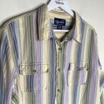 Angelique Vintage Striped Button Up Pastel Cotton Size XL Purple Photo 2