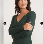 Marine layer Lexi Long Sleeve V-Neck Dress Ribbed Maxi Medium Green Gables Photo 2