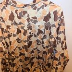 Y2K Floral Casual Button Down Shirt in Brown 70s Style Retro Pattern Camo Size M Photo 7