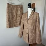 Alfani Classic Silk Linen Tweed Jacket/Skirt Suit With Fringe Detail Size 8 Photo 0