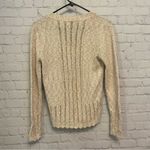 Vintage minimalist British Vogue cream pointelle knit sweater small Tan Photo 7
