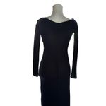 Elodie  Long Sleeve Bare Shoulder Velvet Bodycon Dress Twist Front Black XS Goth Photo 4