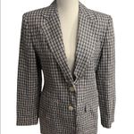 LRL 100% Linen Blue Checkered Plaid Blazer Sz 4 Photo 1