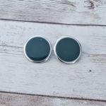 Vintage Clip On Earrings Very Dark Teal or Green Shade Photo 1
