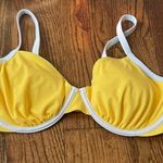 Shade & Shore  Yellow Bikini Top with White Accents Size 38D New with Tags Photo 0