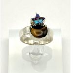 Kingman Purple Dahlia & Tiger's Eye Moon Star Sterling Silver Adjustable Ring Photo 1