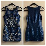 Needle & Thread  Blue Floral Sequin Sleeveless Mini Dress Size US 2 Photo 1
