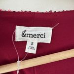 NWOT &Merci Women's Burgundy Sequin Sparkly V-Neck Draped Short Sleeve Blouse Photo 3