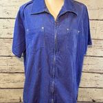 VENEZIA JEANS Vintage 80's Corduroy Shirt Full Zip Front Periwinkle Photo 0