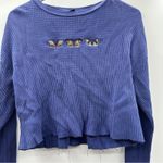 Forever 21  Purple Butterfly Waffle Knit Butterfly Graphic Cropped Tee Sz S‎ Photo 3