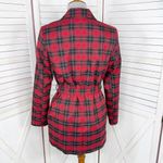 BeFree Tartan Plaid Double Breasted Tie Waist Trench Overcoat Red XS Photo 3