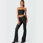 Edikted  Faux Leather Strapless Corset Crop Top Small NWT Photo 1