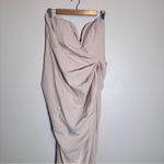 Pretty Little Thing Strapless Ruched Bodycon Midi Dress Womens 12 Tan Baddie NWT Photo 8