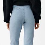 ZARA NWT  Hi Rise Waist Gold Buttoned Straight Leg Jeans Denim Pants Photo 3
