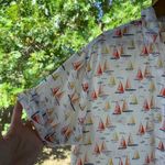 Cynthia Rowley Women's 100% Linen Sailboat Print Top Size L Photo 2