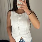 White button up linen vest Photo 0