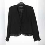 vintage 90s black frilly lace trim single button minimalist boxy blazer jacket Size M Photo 8