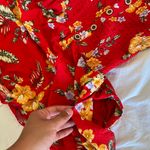 Garage Red Floral Strapless Romper Photo 4
