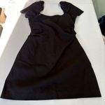 ZARA NWOT puff sleeve open back linen blend mini dress cross straps black medium Photo 4