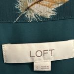 Loft Square Neck Top Green Brown Feather Print Size S Photo 3