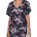 Bar III Tropical Escape Floral-Print Swim Cover-Up Cinch Waist Black Pink M Photo 0