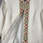 Doncaster Women’s Size 8 Ivory Silk Linen Embroidered 3/4 Long Sleeves Tunic Top Photo 4