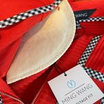 Ming Wang Poppy Red Gingham Trim Zip Front Long Sweater Jacket Womens S new nwt Photo 13