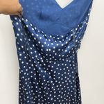 Jessica Howard Blue Satin Polka Dot Halter Dress Midi Size 14 Y2k Formal Photo 7