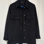 ZARA Black Utility Faux Suede Over Shirt Shacket w/Pockets - Oversized Fit - XS Photo 0