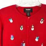 Studio Joy Medium‎ Sweater Red Snowman Holiday Ugly Christmas Cardigan 699 Photo 5
