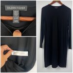 Eileen Fisher Black Long Sleeve M Tunic Top T-Shirt dress Minimalist Stretch Photo 4