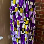 Ronni Nicole Purple Green Abstract Dress Bold Working Girl 90s Vibes Artsy Glam Photo 0