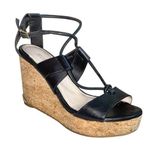 Jimmy Choo Nelson Strappy Black Leather Cork Wedge Sandals Photo 0