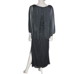 Slny SL Fashions Women's Sparkle Mesh Capelet Ruched Gown Smoke Sz 8P Petite Photo 3