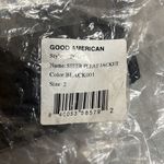 Good American  Medium Pleated Satin Bomber Jacket Black Sheer Streetwear NWT Photo 12