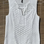 BCBG MaxAzria Sleeveless White Eyelet Blouse S Photo 0