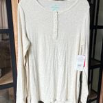 Tommy John Henley long sleeve tee oatmeal ribbed lounge pajamas top beige Tan Size L Photo 0
