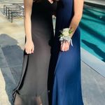 Frame and Partner Blue Plunging V-Neck Long Gown Photo 5