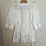 Ganni - Cotton Poplin Wrap Shirt With Short Sleeves Business Professional Top Photo 4