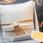 Michael Kors Gold Logo Slider Bracelet NWT Crystal Halo Adjustable MK Jewelry Photo 1