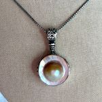 Artisan Sterling Silver 925 Mother of Pearl Blister Pearl Pendant Necklace Photo 10