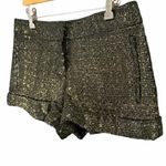 EXPRESS Metallic Tweed Shorts Womens 6 Black Gold Pockets Cuffed Lined Chic Y2K Photo 1