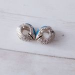 Vintage Clip On Earrings Magnetic Hoops Bright Blue & Silver Tone Photo 6