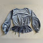 LC Lauren Conrad Lauren Conrad Women’s Velvet Wrap Top in Silvery Steel Blue XS V-Neck Blouse Photo 1