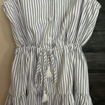 Aakaa  Collard Sleeveless Blue Stripe 
Flowy Shorts Romper Photo 2