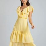 SheIn Yellow Ruffle Midi Dress Photo 0